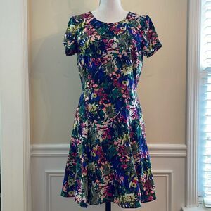 J. Crew Multicolor Floral Fit-and-Flare Dress